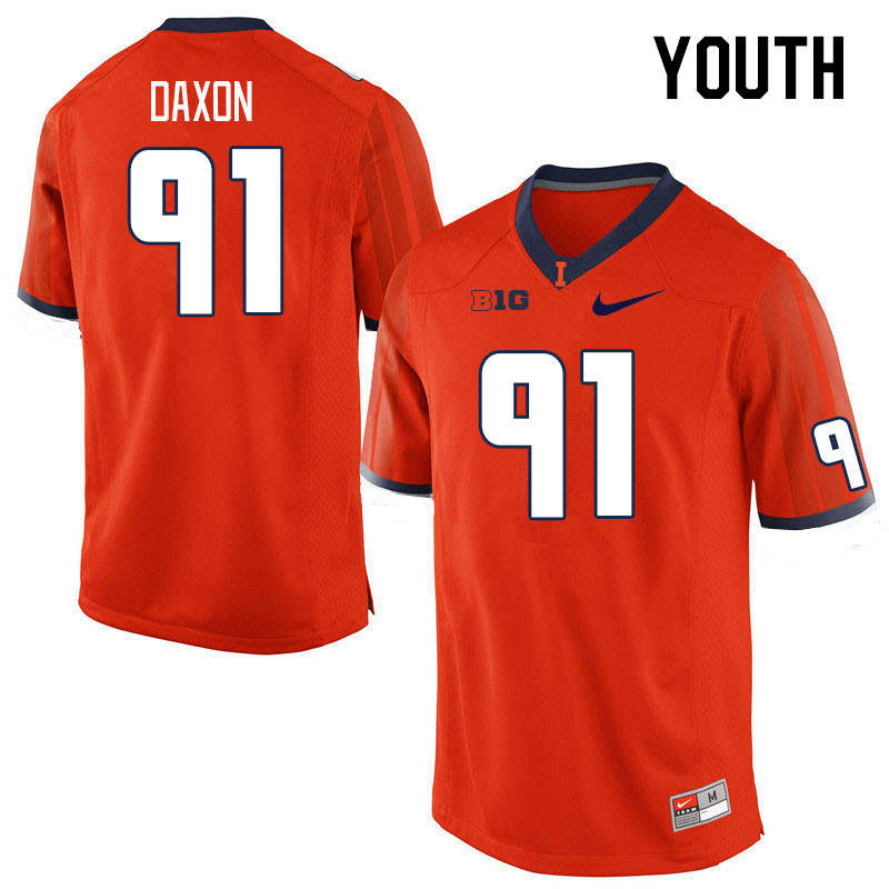 Youth #91 Denzel Daxon Illinois Fighting Illini College Football Jerseys Stitched Sale-Orange